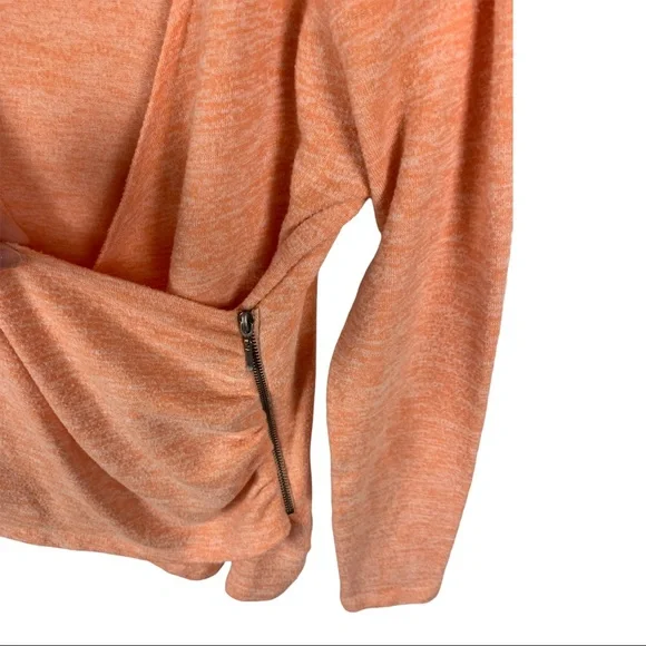 Soft Surroundings Zipper Knit Wrap Sweater | Orange | Women’s XS - Picture 2 of 7